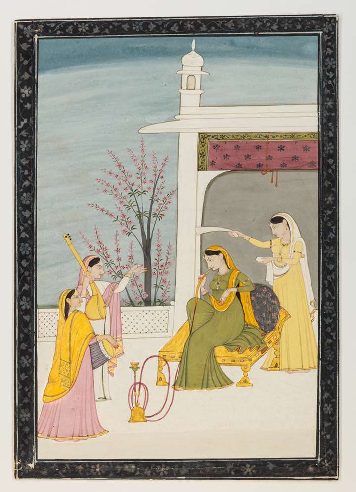 A Nayika on a Terrace with Attendants